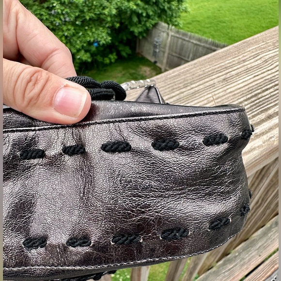 Emanuel Ungaro- Black and Brown Metallic Evening Bag with Rhinestone Details. - Picture 6 of 13